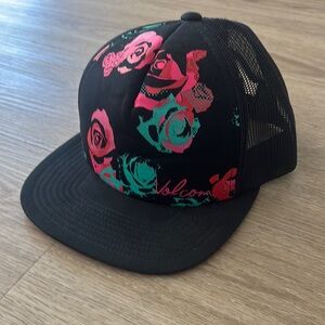 Volcom Black and Pink Floral Women's Cap